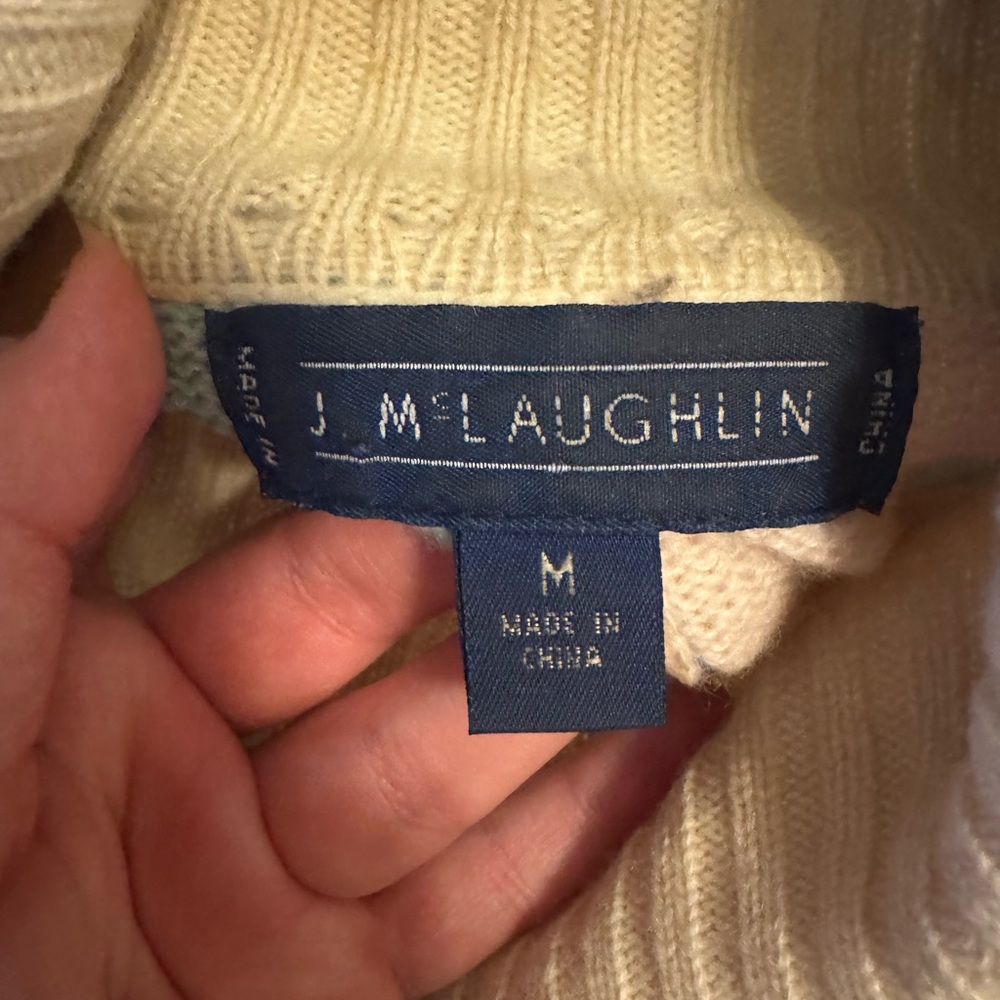 J. McLaughlin Multicolor Patchwork Turtleneck Swe… - image 3